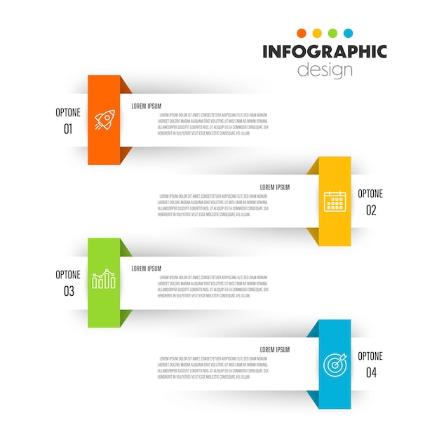 Plik wektorowy wektorowy szablon projektowania infografiki z opcją ikony 4 nowoczesna prezentacja szablonu infografiki
