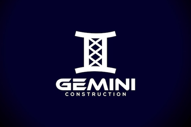 Wektorowy Szablon Projektowania Logo Budowy Gemini