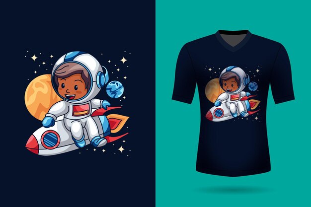 Plik wektorowy wektorowy uroczy astronauta jeżdżący rakietą w kosmosie kreskówka ikona wektorowa ilustracja ikona przyrody zwierząt koncepcja izolowana