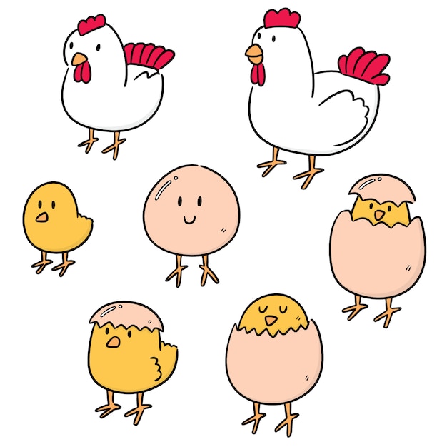 Wektorowy Ustawiający Kurczak I Jajko