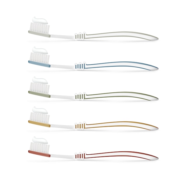 Wektorowy Ustawiający Toothbrushes Odizolowywający Na Bielu