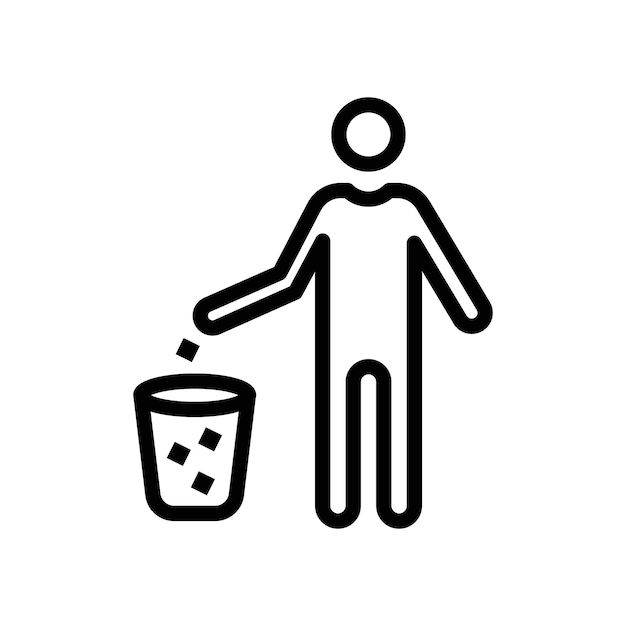 Wektorowy zarys znaku logo kosza na śmieci