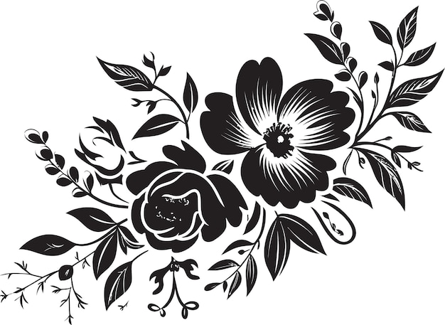 Plik wektorowy wektory kwiatowe jednobarwne artebony ephemerals artistic black floral vectors