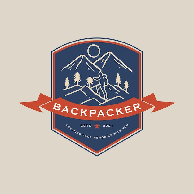 Plik wektorowy wektory projektowania logo backpacker