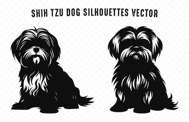 Plik wektorowy wektory sylwetek psów shih tzu rasy psów czarna sylwetka