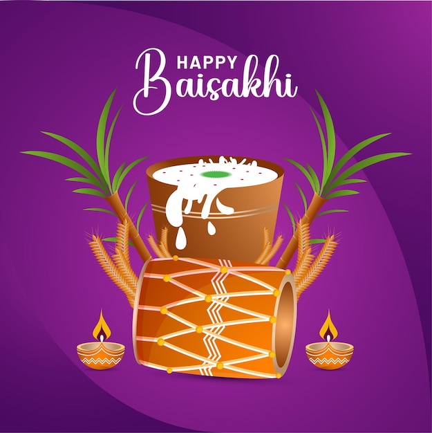 Plik wektorowy wektoryzacja tła świętowania festiwalu punjabi happy baisakhi