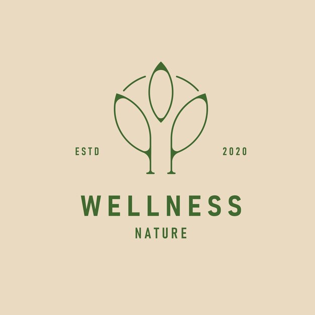 Wellness Natural Line Art Logo Design Z Unikalnym Naturalnym Konceptem Liści Z Kreatywnym Pomysłem Projektowania Ilustracji Wektorowej