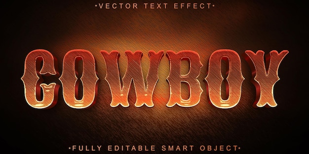 Wern Western Cowboy Bronze Vector W pełni edytowalny Smart Object Text Effect