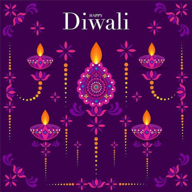 Plik wektorowy wesołego diwali deepavali lub dipavali festiwalu