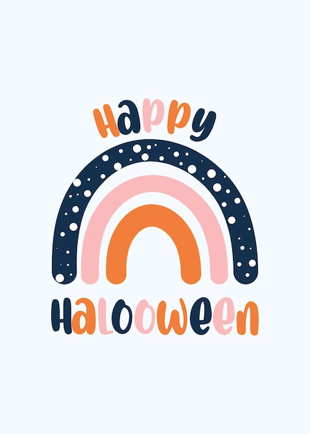 Wesołego halloween ładny plakat z tekstem i tęczową kartą halloween lub nadrukiem