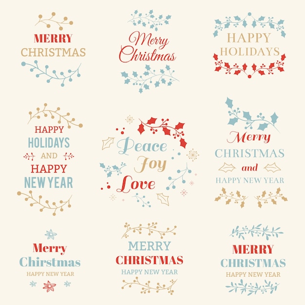 Wesołych świąt I Szczęśliwego Nowego Roku Kaligraficzne I Typograficzne Elementy