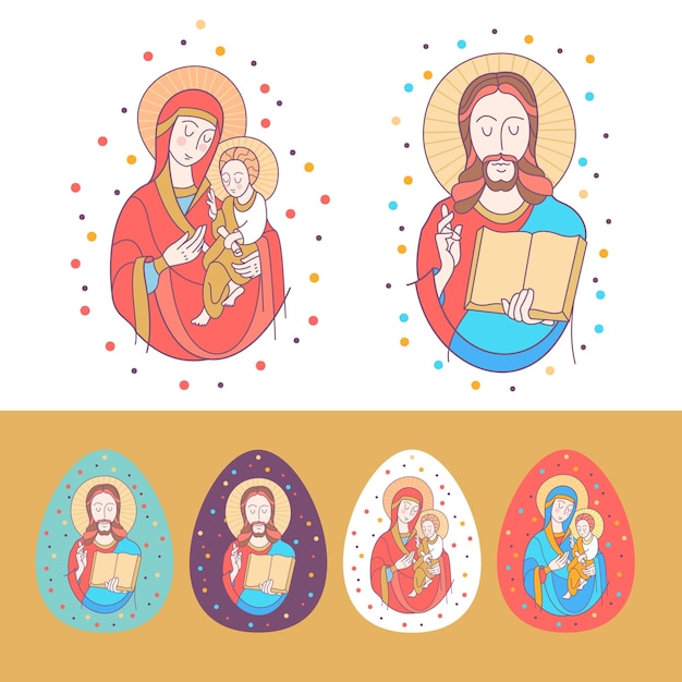 Plik wektorowy wesołych świąt ilustracja wektorowa jezus chrystus pisanka