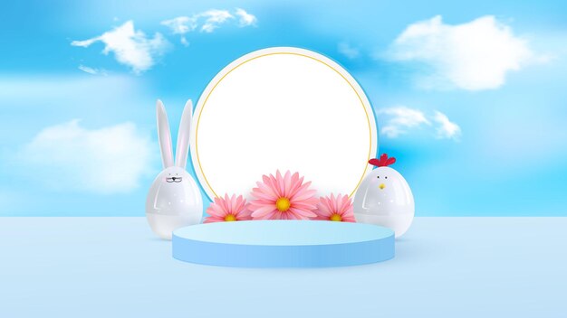 Wesołych świąt Wielkanocnych. Projekt Królik Z Jajkami. Realistyczny Etap