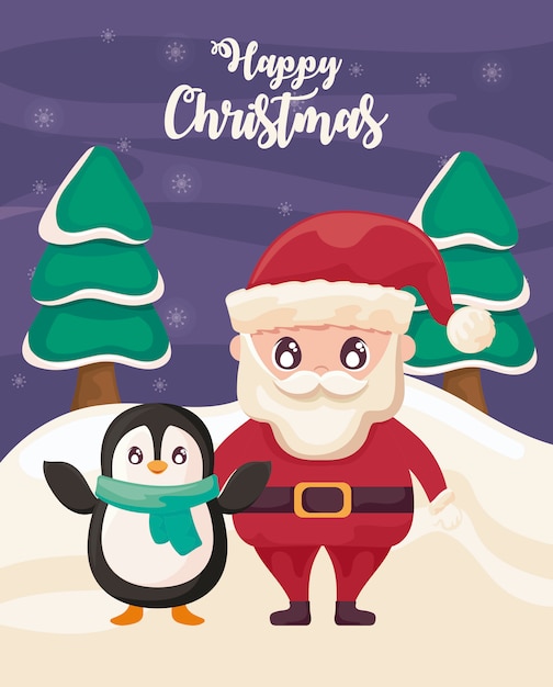 Wesołych świąt Z Mikołajem I Pingwinem