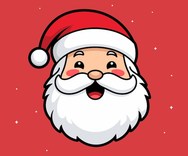 Wesołych wakacji z wektorem śliczną głową Świętego Mikołaja Twarz Świętego Mikołaja z białą brodą w kapeluszu