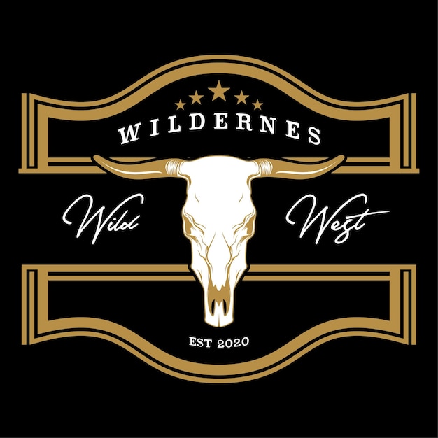 West Bull Skull Luxury Template Badge