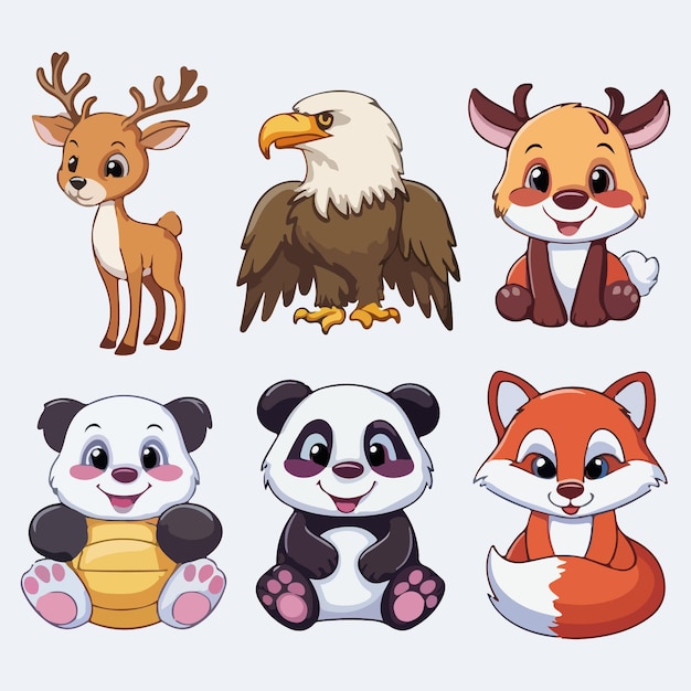 Whimsical Disney Style Cartoon Animal Sticker Collection 8 uroczych postaci