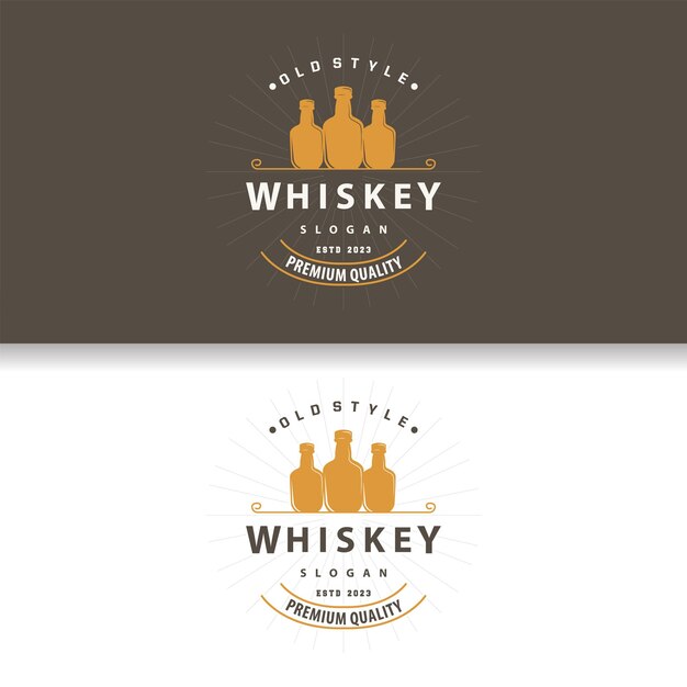 Plik wektorowy whiskey logo drink label design with old retro vintage ornament illustration premium template