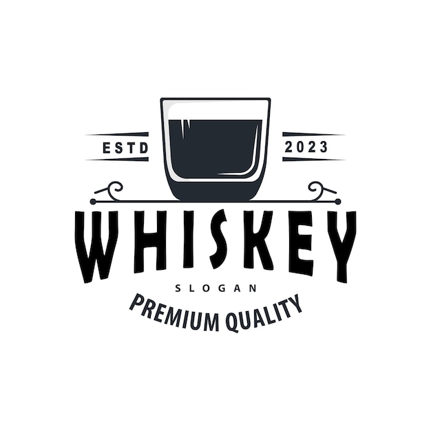 Plik wektorowy whiskey logo drink label design with old retro vintage ornament illustration premium template