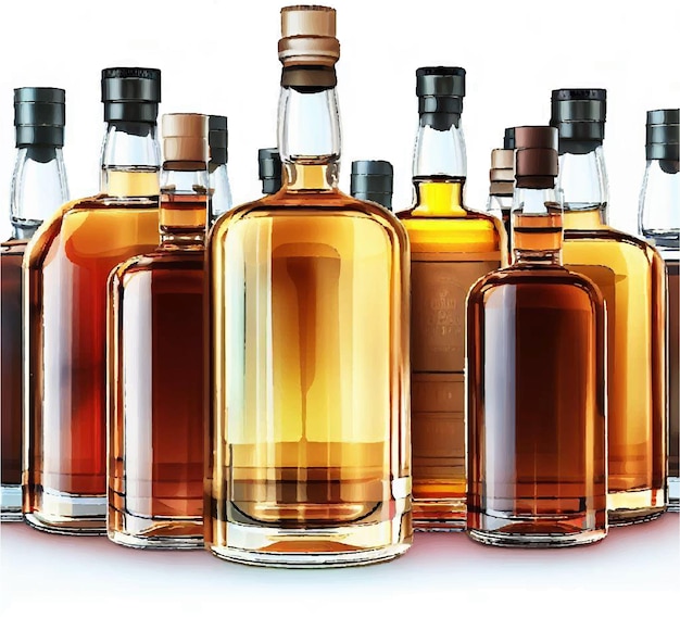 whisky koniak butelka szklana alkoholowa ilustracja wektorowa