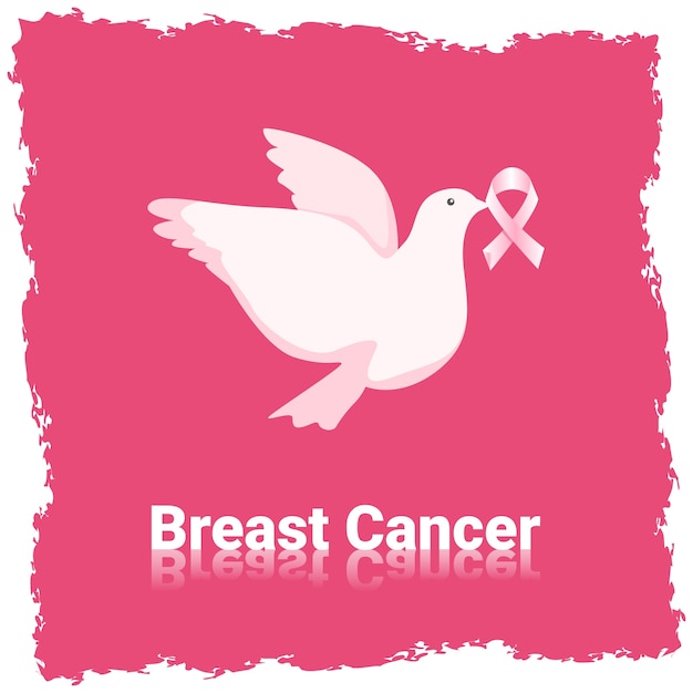White Pigeon Hold Pink Ribbon Breast Cancer Awareness