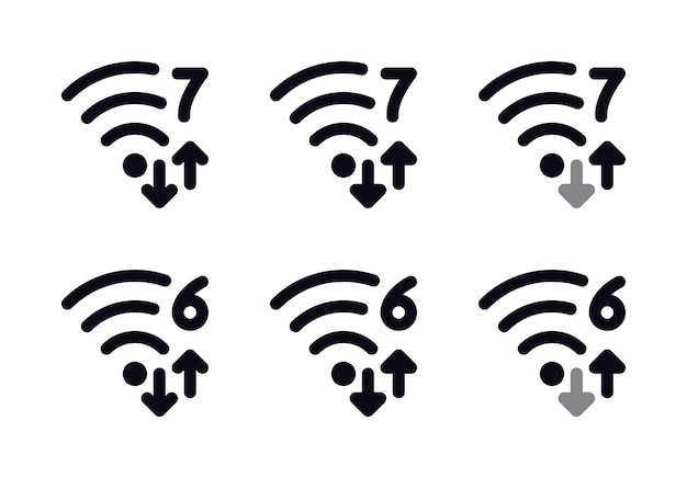 Plik wektorowy wi-fi 6 i 7 icon set nextgeneration symbole sieci bezprzewodowej