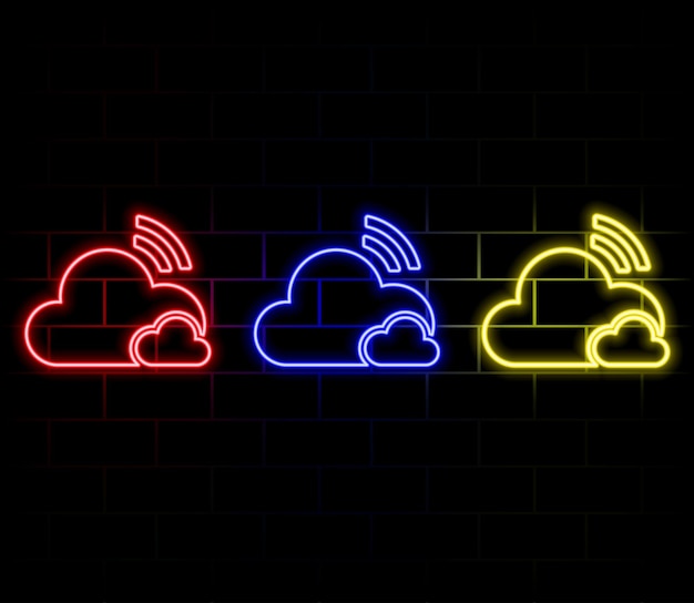 Wi-Fi bezprzewodowy sygnał chmury płaska ikona dla aplikacji Wektor Neon styl różowy kolor