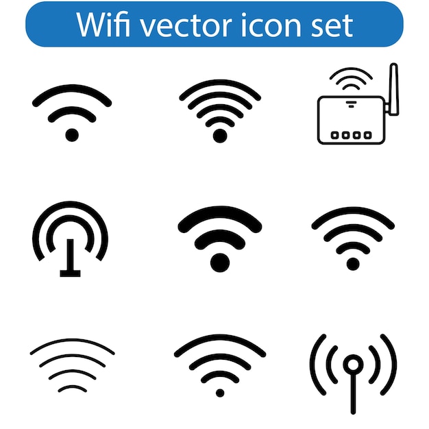 Wi-Fi wektorowy zestaw ikon komputerowych i sieciowych połączeń symbol izolowany na tle