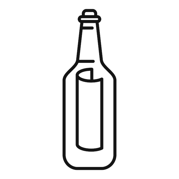 Wiadomość w butelce ikona list miłosny w stylu konturów butelki