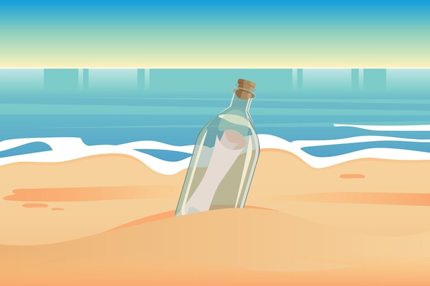 Plik wektorowy wiadomość w butelce uwięziona na ilustracji wektora piasku