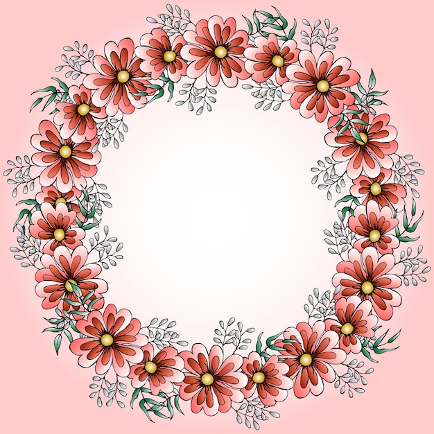 Plik wektorowy wianek z kwiatów w różowych odcieniach na zaproszenia ślubne