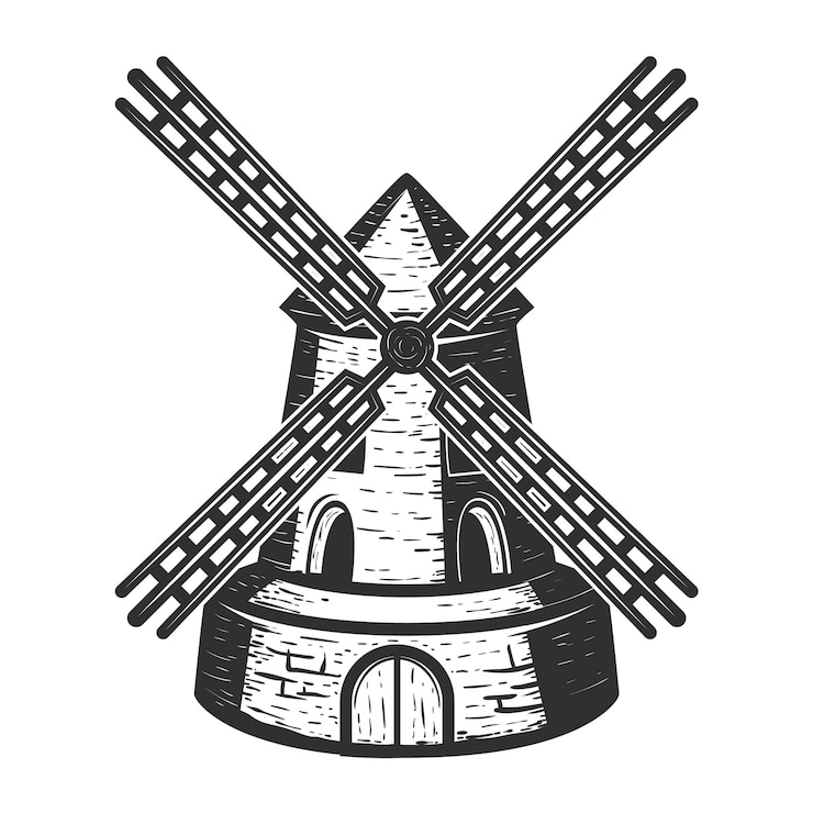 Wektor wiatrak na białym tle. elementy, etykieta, godło, znak, znak marki. ilustracja