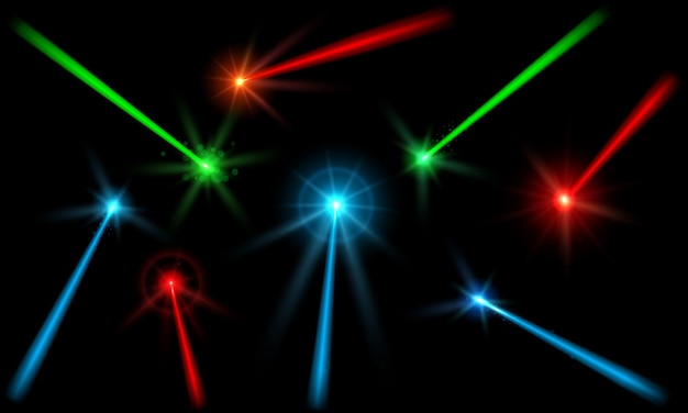 Wiązki Laserowe Promień światła Neonowego ścieżki Koncertowe Z Flarami Soczewkowymi I Efektem Poświaty Halo Linia Energetyczna Nakłada Się Na Zestaw Wektorowy