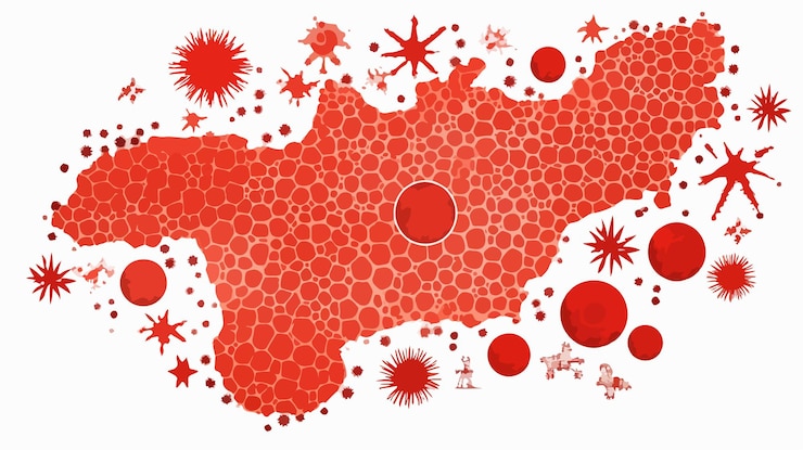 Wektor wibrujący kolaż koronawirusa pokazujący mapę australijskiego terytorium północnego