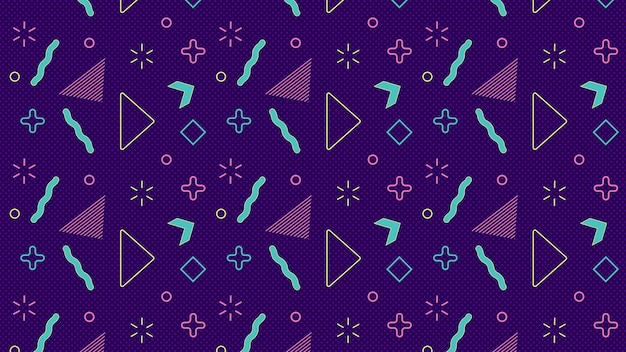 Wibrujący neonowy wzór geometryczny Tło z retro 80's Memphis Design dla grafiki cyfrowej