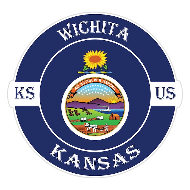 Plik wektorowy wichita kansas flaga usa podróż pamiątkowa pieczęć znaczek odznaka naklejka logo wektor ilustracja svg eps