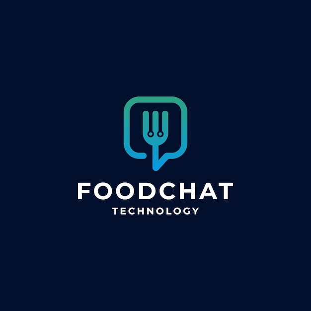 Widelec Food With Chat Bubble Talk Circuit Board Technologia Projektowanie Logo Inspiracja