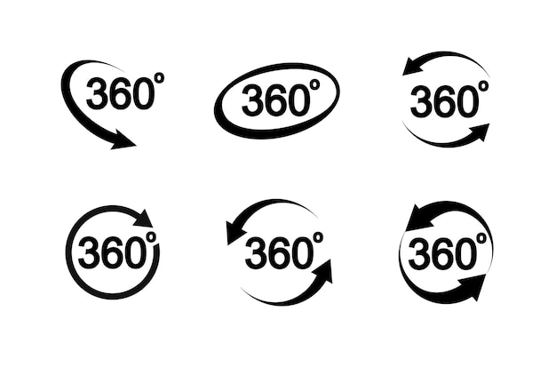 Widok 360 Stopni Związany Z Zestawem Znaków Na Przezroczystym Tle Abstrakcyjna Koncepcja Graficzny Obrót Strzałki Panorama Element Wirtualnej Rzeczywistości