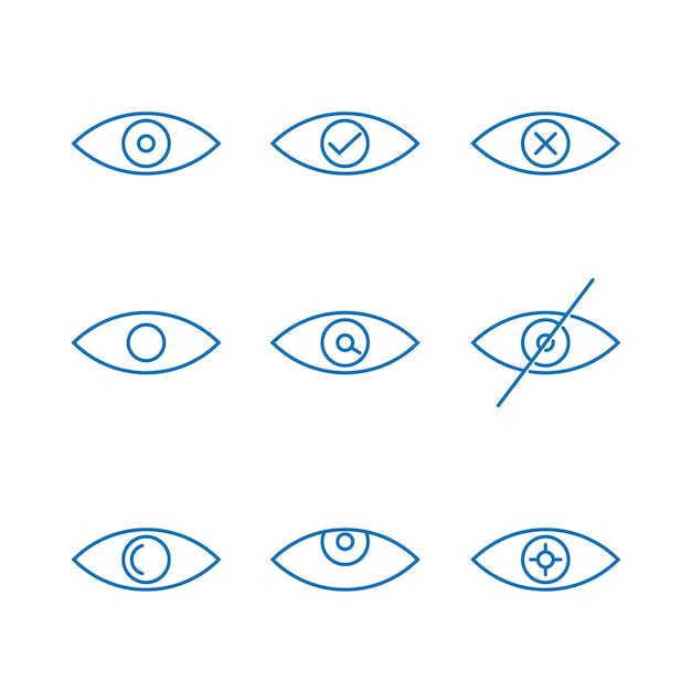 Plik wektorowy widok i wektor linii ikon oczu modne symbole konturów dla aplikacji mobilnych i projektowania stron internetowych