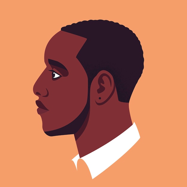 Plik wektorowy widok z boku na twarz młodego afrykańskiego mężczyzny portret poważnego studenta z profilu
