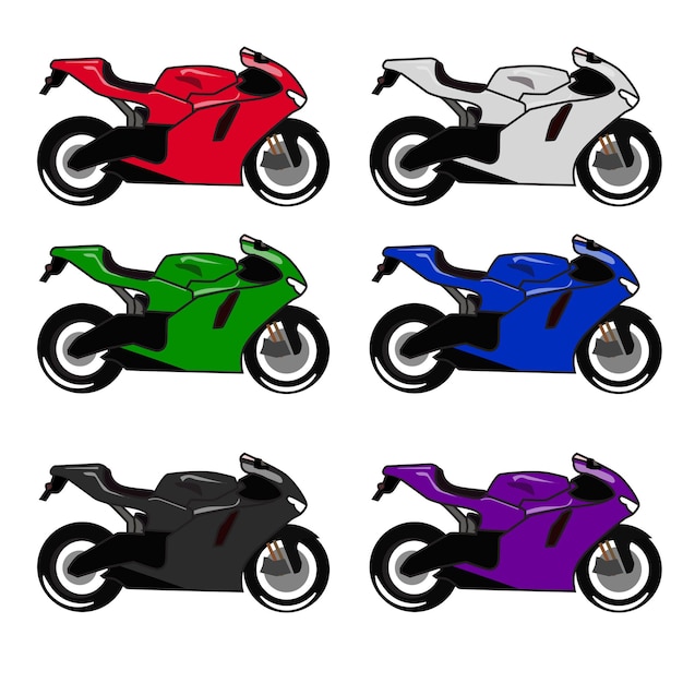 Widok Z Boku Wyścigu Motocyklowego Zestaw Kolorów Wektorów