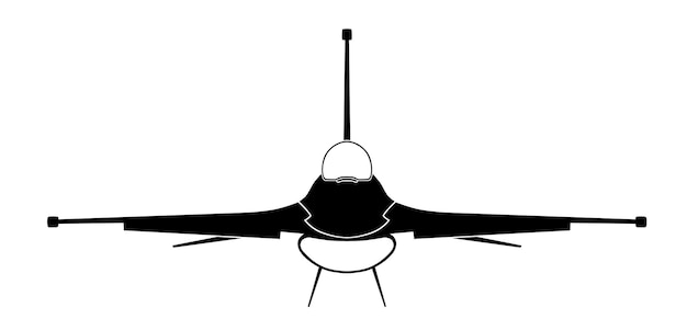 Plik wektorowy widok z przodu myśliwca odrzutowego silhoutte f16