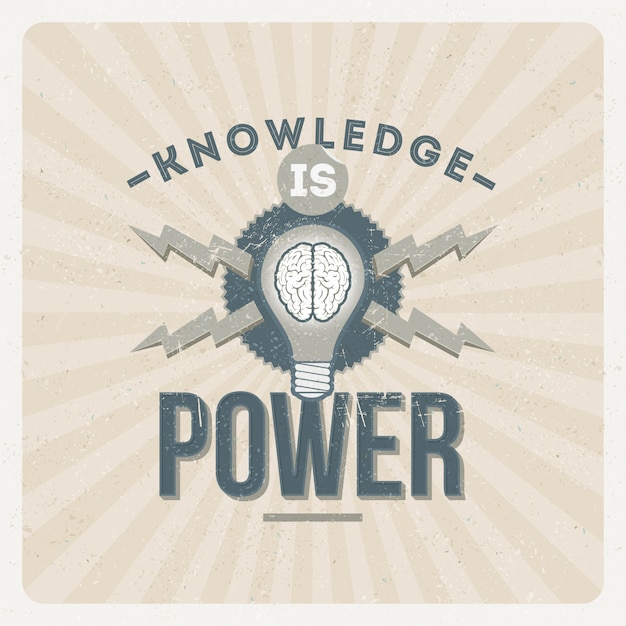 Wiedza To Potęga - Cytuj Typograficzny Projekt Vintage