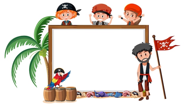 Wiele Dzieci Piratów Z Pustym Szablonem Banera