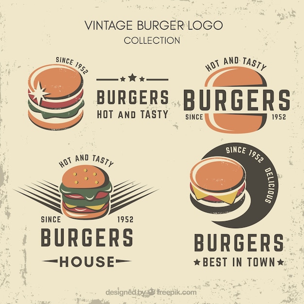 Wielka Kolekcja Vintage Burger Logos