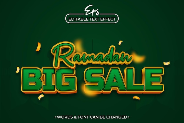 Plik wektorowy wielka sprzedaż ramadanu edytowalny szablon efektu tekstu