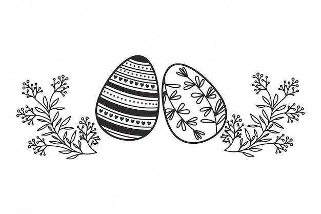 Wielkanocni Jajka Z Kwiatami I Liśćmi Odizolowywali Ikonę