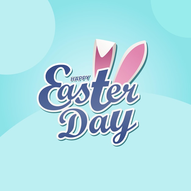 Wielkanocny Baner Plakatowy Z Happy Easrter Day Typografia Logo Mnemonik Z Uszami Królika