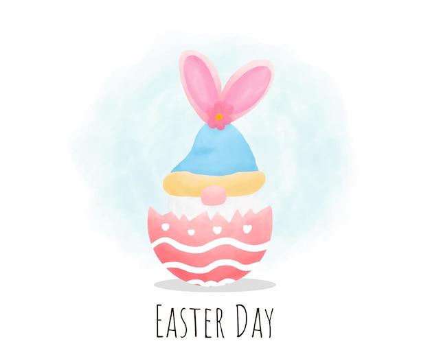 Wielkanocny krasnal z królika w dekoracyjnej ilustracji wektorowych jajko wielkanocne Styl koloru wody