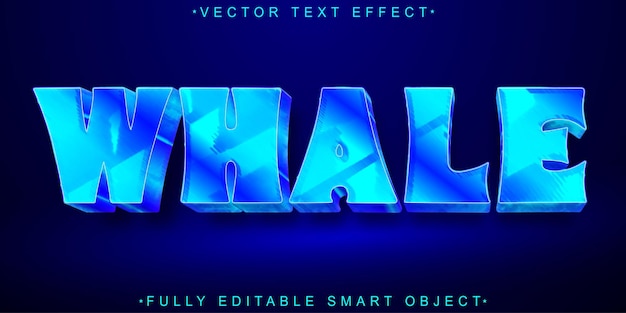 Plik wektorowy wielki błękitny wieloryb wektor w pełni edytowalny smart object text effect